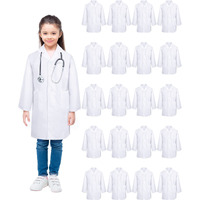 Newcotte 20 Pcs Unisex Kids Lab Coat Soft Children Science Doctor White Toddler Costume For Boys Girls Cosplay School (Small)