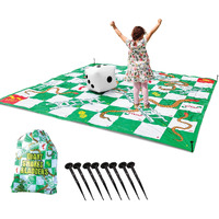 Upper Midland Products Giant Snakes & Ladders Game 9.8 X Foot Life Size Playing Mat With 8 Ground Pegs A Large Inflatable 15'' Dice, Storage Carrying Bag - Yard Games For The Whole Family