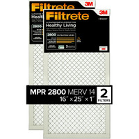 Filtrete 16X25X1 Air Filter, Mpr 2800, Merv 14, Healthy Living Ultrafine Particle Reduction 3-Month Pleated 1-Inch Air Filters, 2 Filters, White