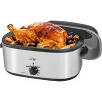 Sunvivi 20 Quart Electric Roaster Oven Turkey Roaster With Lid Electric Roasters With Removable Pan Large Roaster, Self-Basting Lid, Fast Heating & Thaw/Warming Setting, Silver