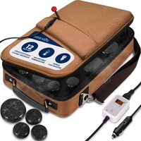 Serenelife Portable Massage Stone Warmer Set - Electric Spa Hot Stones Massager And Heater Kit With 6 Large And 6 Small Round Shaped Basalt Massaging Rocks, Digital Controller Heating Bag