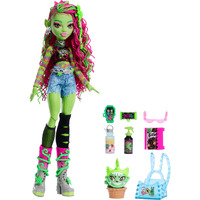 Monster High Venus Mcflytrap Doll, Plant Monster With Pet Cat Chewlian & Accessories Like Backpack, Notebook, Snacks & More