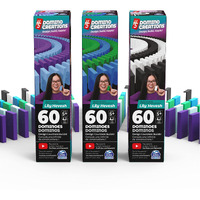 H5 Domino Creations, 180-Piece Dominoes Set By Lily Hevesh Colorful 3-Pack Bundle Of 60-Piece Packs, Family Games For Adults And Kids Ages 5 And Up