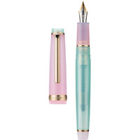 Jinhao 82 Acrylic Fountain Pen, Iridium Medium Nib With Ink Converter, Morandi Lake Blue Contrast Color Classic Design Smooth Writing Pen (Gold Trim)