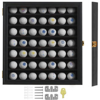 Kcrasan 49 Golf Ball Display Case Lockable - Golf Ball Holder Gift For Golf Enthusiasts - Golf Ball Display Rack Cabinet For Wall Mount With 98% Uv Protection Acrylic Glass Door Black