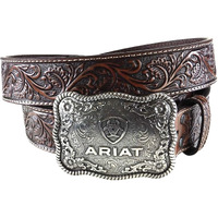 Ariat Men's Straight Floral Buckle, Black/Tan, 32