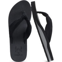 Kuailu Flip Flops For Women With Arch Support Yoga Mat Comfortable Summer Beach Walking Thong Cushion Sandals Slip On Indoor Outdoor Black Size 8.5