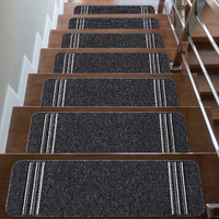 Camilson Stair Treads Runner Mats - Non Slip Rug Pads For Indoor Outdoor Carpet - Pet Dog Stair Step Covers (Set Of 13, Line Dark Grey)