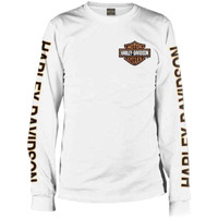 Harley-Davidson Men's Long Sleeve Orange Bar & Shield White Shirt 30291964 (Xl)