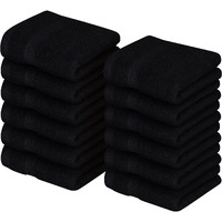 Utopia Towels [12 Pack Premium Wash Cloths Set (12 X 12 Inches) 100% Cotton Ring Spun, Highly Absorbent And Soft Feel Essential Washcloths For Bathroom, Spa, Gym, And Face Towel (Black)