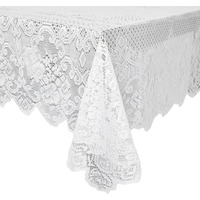 Juvale White Lace Tablecloth For Rectangular Tables, Vintage-Style Wedding Table Cloths For Reception, Dinner Party, Baby Shower, Tea Party Decorations, Home Decor (54X72 In)
