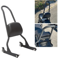 Ecotric Motorcycle Black Detachable Adjustable Steel Sissy Bar And Passenger Backrest Pad Compatible With 2006-2017 Harley Fatboy Lo Flstf Softail Fxst Flst Cvo