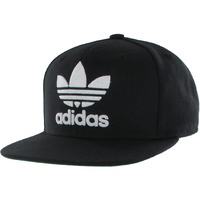Adidas Originals Kids-Boy's/Girl's Trefoil Chain Flatbrim Structured Snapback Cap, Black/White, One Size