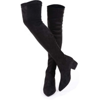 N.N.G Women Over The Knee Boots Block Suede Thigh High Low Black Size 8 Winter Flat Chunky Otk Long Comfort (Black 2 Inch, Numeric_8)