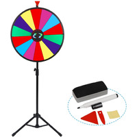 Homgarden 24" Color Prize Wheel W/Adjustable Stand 14 Slots Tabletop Editable Classic Spinning Win Prize Wheel Fortune Carnival Spin Game Casino Equipment