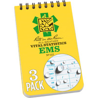 Rite In The Rain Weatherproof Ems Notebook, 3" X 5", Yellow Cover, Vital Stats Pages, 3 Pack (No. 112-3)