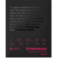 Stonehenge Aqua Black Medium Weight Pad, 140Lb, Hotpress, 8 X 10 Inches, 15 Sheets For Wet And Dry Media
