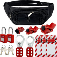 Lockout Tagout Kit - Clamp-On Circuit Breaker Lockout, Group Lockout Hasps, Lockout Tag, Universal Multi- Pole Breaker With Pocket Bag (Black Kit)