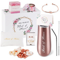 Dhqh Maid Of Honor Gifts Box Maid Of Honor Stemless Stainless Steel Champagne Glasses Maid Of Honor Proposal Gift,Will You Be My Maid Of Honor,Rose Gold Cup