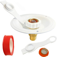 Rv White City Water Fill Inlet Flange Brass Check Valve 3/4 Nh Female To 1/2 Npt Male Flush Mount Lead-Free Brass Water Inlet With Dust Plug For Rv Marine Camper Motorhome Trailer (B)