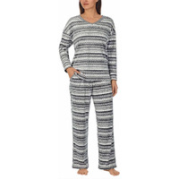 Nautica Womens Pajamas - Cozy Silky Fleece - 2 Piece Long Sleeve Winter Sleepwear Set For Women, Fairisle, X-Large