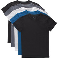 Hanes Boys' Big Originals Performance Mesh Tween T-Shirt Pack, Stretch Undershirts, 5-Pack, Black/Blue/Grey/White