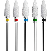 Fantexy Ceramic Nail Drill Bits Set,3/32'' Shank Professional Corn Shape Ceramic Bits,Acrylic Nail File Bits For Manicure Pedicure Cuticle Gel Nail Polishing,Use For Both Left And Right Handed(5 Pcs)