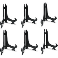 Artliving 8 Inch Black 6Pcs/Set Plastic Easels Plate Display Stands Picture Frame Stand Holder
