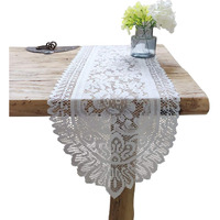 Tinsow 2 Pack Cotton Crochet Lace Rectangular Table Runner Dresser Scarf Doilies (White Style, 13" X 44")