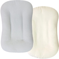 Hooyax Muslin Baby Lounger Cover 2 Pack, Organic Cotton Removable Slipcover For Newborn,Baby Padded Lounger Infant Floor Seat Cover For Boys Girls (Gray Creamy-White)