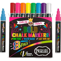 Bold Liquid Chalk Markers - Dry Erase Marker Pens For Chalkboards, Signs, Windows, Blackboard, Glass, Mirrors - Chalkboard Markers With Reversible Tip (8 Pack) - (Multicolored, 6Mm)