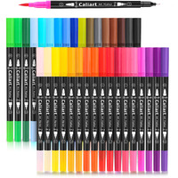 Caliart 34 Double Tip Brush Pens Art Markers, Aesthetic Cute Preppy Stuff School Supplies, Artist Fine & Brush Pen Coloring Markers For Kids Adult Book Cards Drawing Craft Kit Mothers Day Gift For Mom
