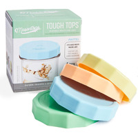 Masontops Tough Tops - Ball Wide Mouth Mason Jar Lids Plastic Leakproof - Multi Colored Plastic Mason Jar Lids - Reusable Canning Lids Fit Ball Jars