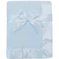 American Baby Company Fleece Blanket With Silk-Like Satin Trim, Soft, Warm & Cozy, Blue, 30" X 40" For Boys And Girls, Perfect For Baby Carrier, Stroller, Travel And Gifting
