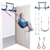 Gym1 4-Piece Doorway Swing Set Includes Sensory Swing For Kids, Indoor Pull Up Bar For Adults, Rings For Grip Power, Agility Ladder, Holds Up To 300 Lbs