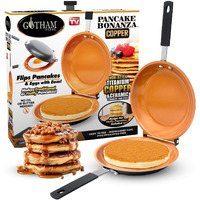 Gotham Steel Double Sided Pan, The Perfect Pancake Maker - Nonstick Copper Easy To Flip Pan, Frying Pan For Fluffy Pancakes, Omelets, Frittatas & More! Pancake Pan Dishwasher Safe Large