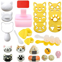 Cute Cat Rice Ball Molds 6 Sets Sushi Molds Bento Box Accessories Kits With 1Pc Musubi Maker Press Mold, 2Pcs Gimbap Molds Triangle And 1Pc Rice Ball Mold Shaker For Diy Fun Lunch Box Picnic Tool