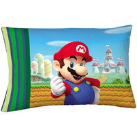 Franco Kids Bedding Super Soft Microfiber Reversible Pillowcase, 20 In X 30 In, Mario