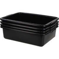 Eudokkyna 24 Liters Large Commercial Bus Tubs, Plastic Bus Box Dish Bin Set Of 4, Black