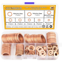 Sutemribor 150Pcs 8 Sizes Copper Metric Sealing Washers Flat Washers Assortment Kit