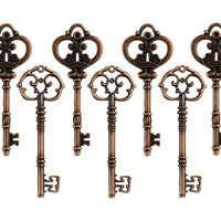 Makhry Mixed 20 Extra Large Antique Copper Finish Skeleton Keys Rustic Key For Wedding Decoration Favor(Antique Copper)
