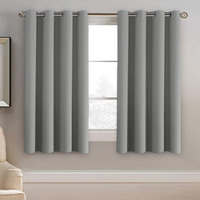 H.Versailtex Blackout Grey Curtains 63 Inch Length Curtains For Bedroom, Grommet Top Thermal Insulated Short Curtains Drapes For Winter (1 Panel, Dove Gray), 52" W X 63" L