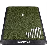 Champkey Premium Synthetic Turf Golf Hitting Mat | Heavy Duty Rubber Base Golf Practice Mat | Come With 1 Rubber Tee And 9 Plastic Tees (S (8.5" X 17"), Pro Version)