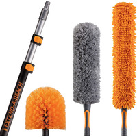 20 Foot High Reach Duster Kit With 5-12 Ft Extension Pole // High Ceiling Duster Cleaning Kit With Telescopic Pole // Cobweb Duster // Feather Duster And Ceiling Fan Duster // The Ultimate Dusting Kit