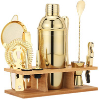 Jnwinog Shakers Bartending, 11Pcs-Cocktail Shaker Set Gold Drink Mixer With 25Oz Martini Shaker,Muddler,Bar Spoon And More Professional For Home And Bartender.(Gold)