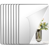 Junebrushs 8 Pack Self Adhesive Acrylic Mirror, 12X16 Inch Mirror Tiles,Flexible Mirror Sheets Wall Stickers,2Mm Thick Mirror,Frameless Small Mirror