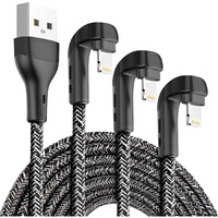 3Pack 90 Degree Iphone Charger 10Ft, Apple Mfi Certified 10 Feet Lightning Cord Long, Nylon Right Angle 10 Foot Apple Iphone Charging Cable For Apple Iphone 13/12/11/11Pro/11Max/Xs/Xr /8/7/6S/Se/6/5