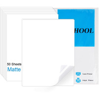 Youhool Sticker Paper For Inkjet Printer Waterproof Label Printable Vinyl For Cricut Maker Blank Matte Self-Adhesive Sticker 8.5Inch X 11Inch Size Total 50 Sheets
