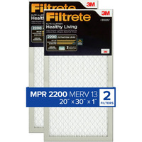 Filtrete 20X30X1 Ac Furnace Air Filter, Merv 13, Mpr 2200, Elite Allergen, Bacteria & Virus Filter, 3-Month Pleated 1-Inch Electrostatic Air Cleaning Filter, 2-Pack (Actual Size 19.81X29.81X0.78 In)
