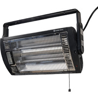 Comfort Zone Ceiling Mounted Space Heater, 90 Degree Adjustable Tilt, Dual Quartz, Radiant, Electric, Safety Grille, Overheat Protection, Hardware Included, Ideal For Workshop, Garage, 1,500W, Czqtv5M